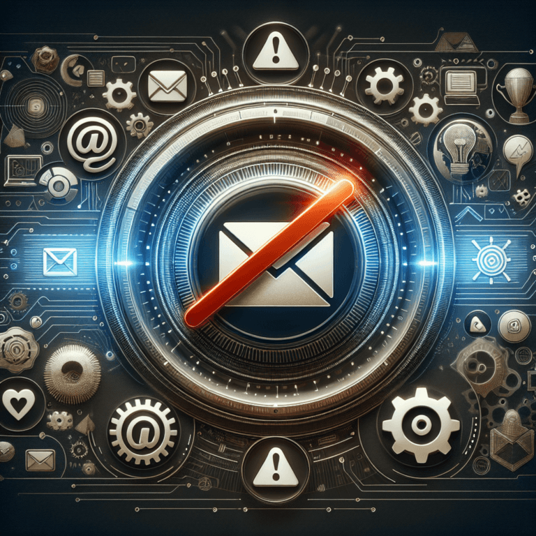 Outlook E-Mail-Alarme ausschalten für besseres Zeitmanagement – symbolisiert durch einen durchgestrichenen Briefumschlag vor dekorativem Hintergrund