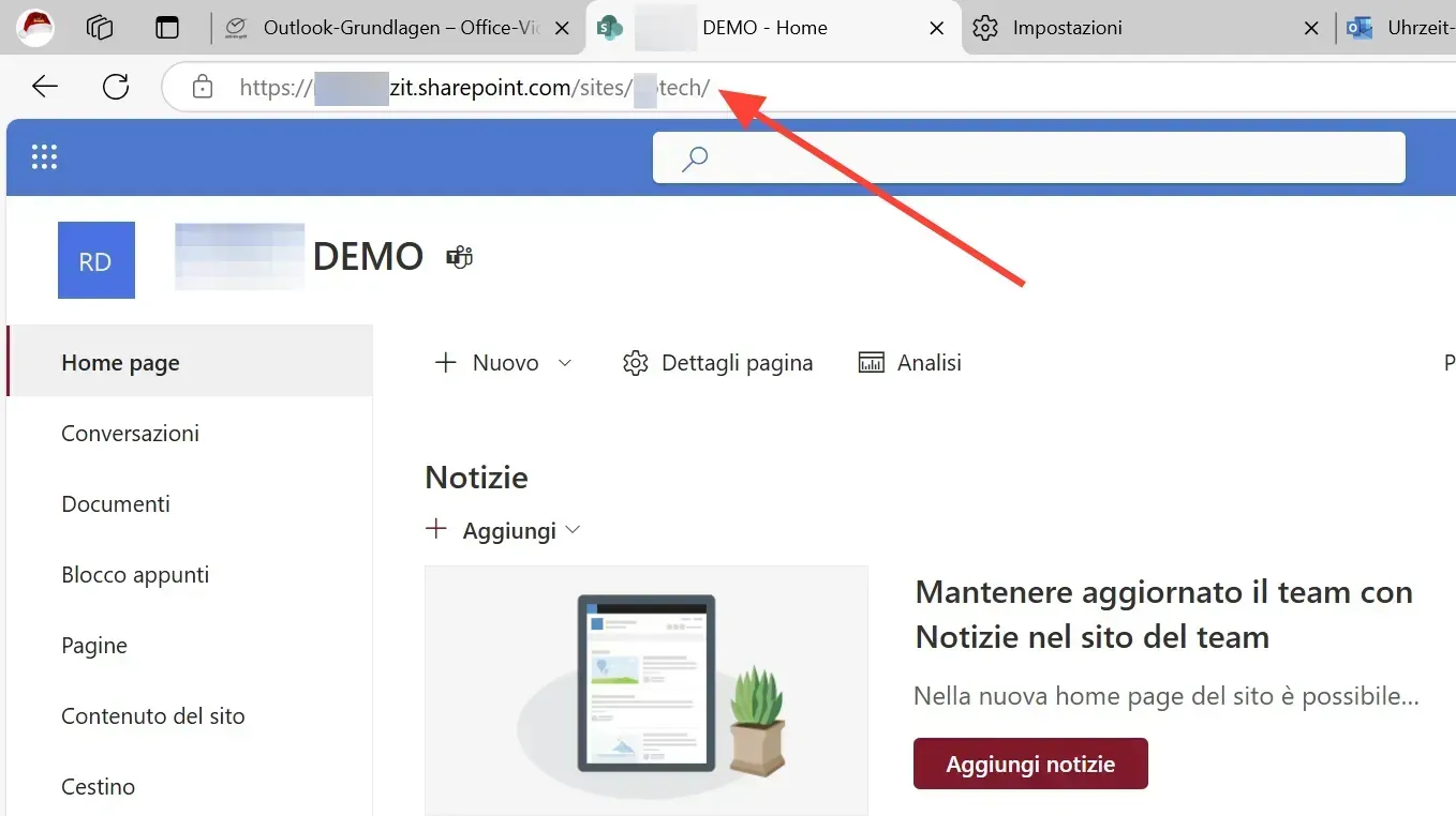 Gear icon in the top right-hand corner of the SharePoint page