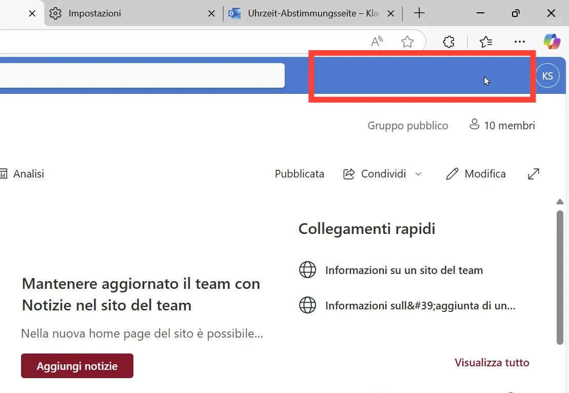 Gear icon in the top right-hand corner of the SharePoint page