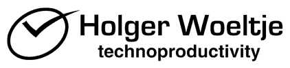 Logo „Holger Wöltje technoproductivity“ - video courses for Microsoft Office 365 and training on how to use Outlook, OneNote & SharePoint for productivity